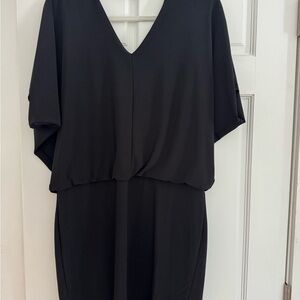 White House Black Market Black V-Neck Midi Dress